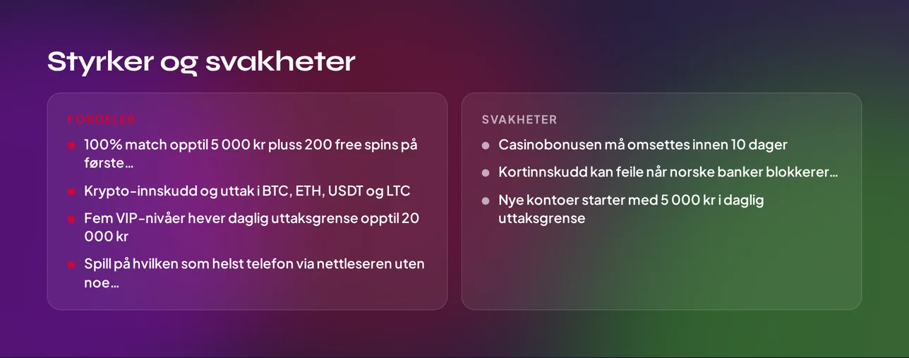 Styrker svakheter oversiktlig oppsummert